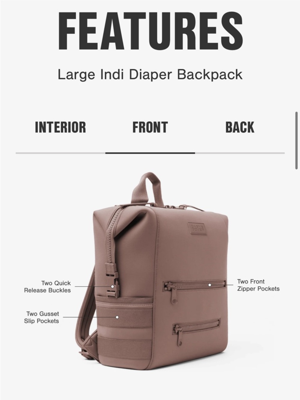 Dagne Dover Large Indi Diaper Backpack - Air Mesh Dusty Rose - Picture 2 of 12